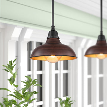Jasper 12.25" Farmhouse Industrial Indoor/Outdoor Iron LED Pendant